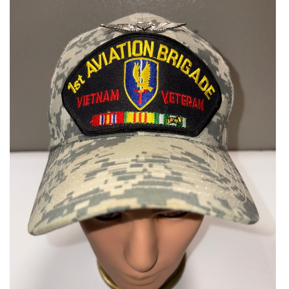 USA Headwear 1st Aviation Brigade Vietnam Veteran Digital Camo Hat with Pin